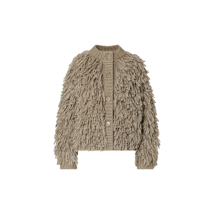 Cappotto Donna in maglia beige lurex