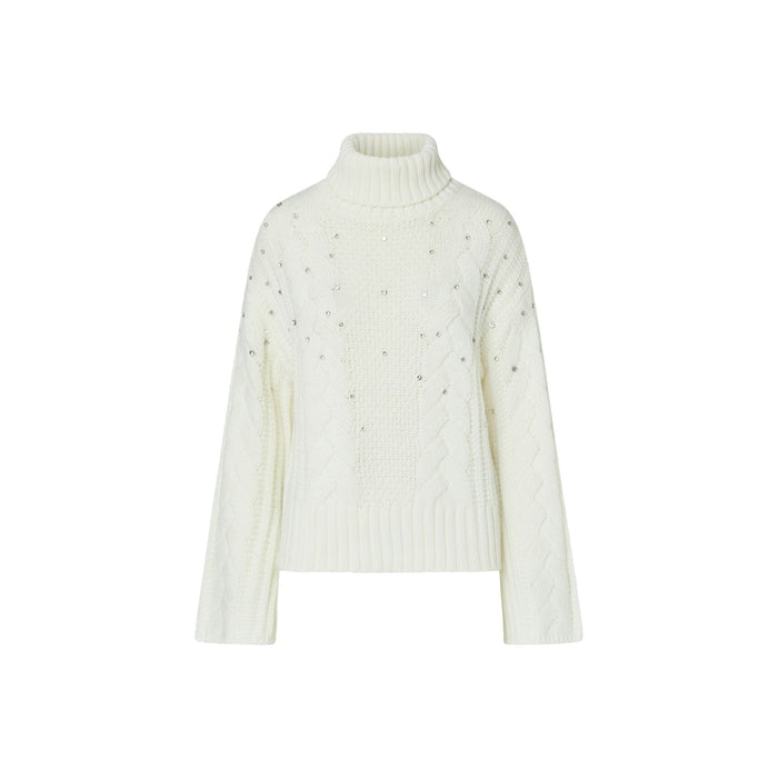Maglia Donna a trecce con strass Bianco