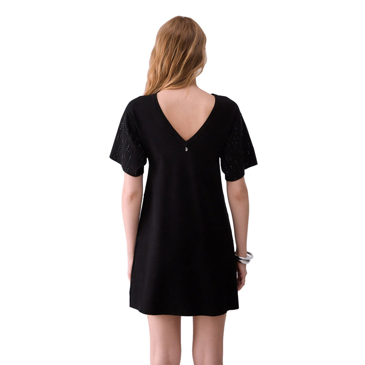 Abito corto Donna con strass Nero, modella retro