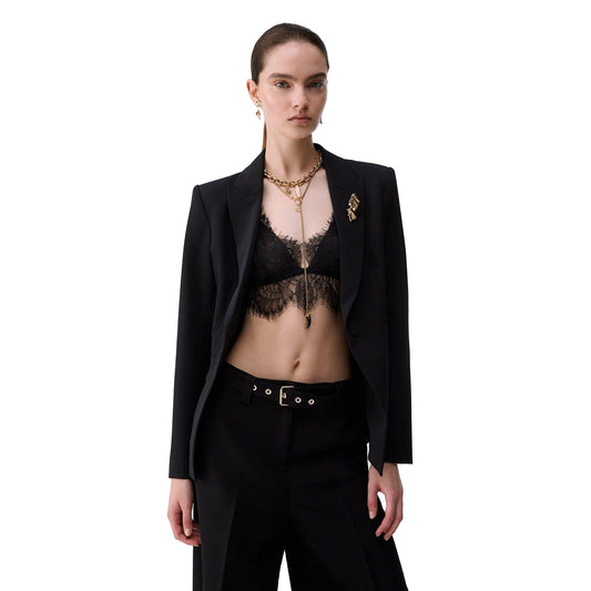Giacca Donna con zip sui polsi Nero, modella frontale