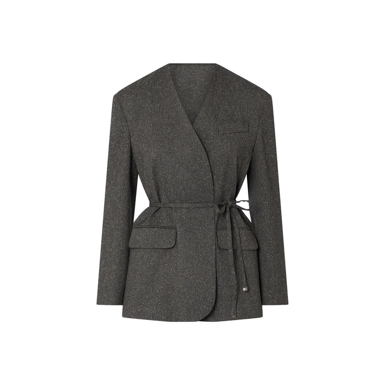 Giacca Donna in tweed con cintura grigio