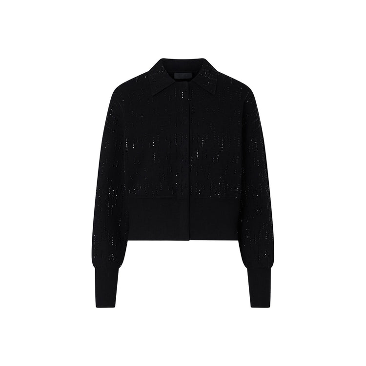 Giacca Donna in maglia nera con strass