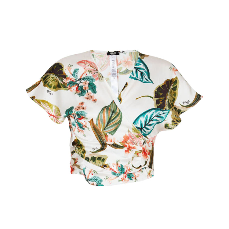 Camicia Donna Cropped Stampa tropicale