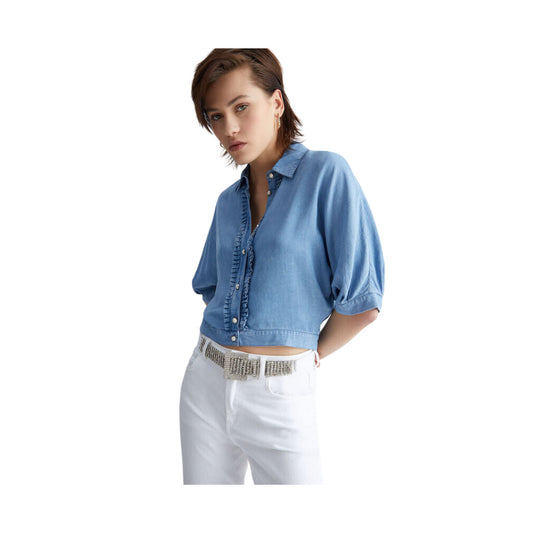 Camicia Donna in denim con rouches