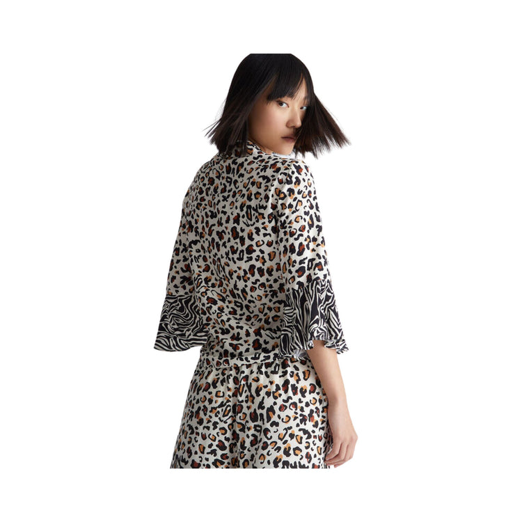 Blusa animalier ecosostenibile donna - Macula fondo bianco