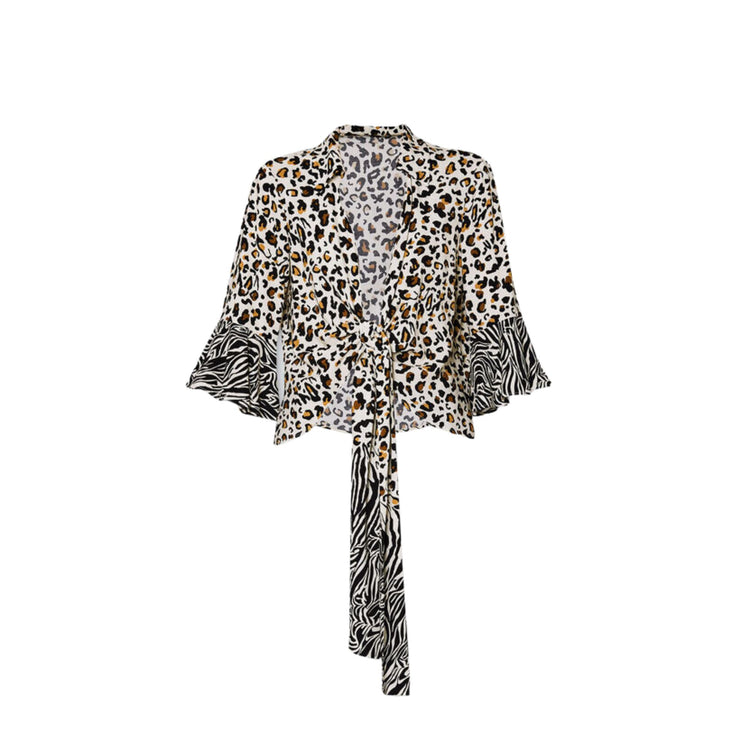 Blusa animalier ecosostenibile donna - Macula fondo bianco