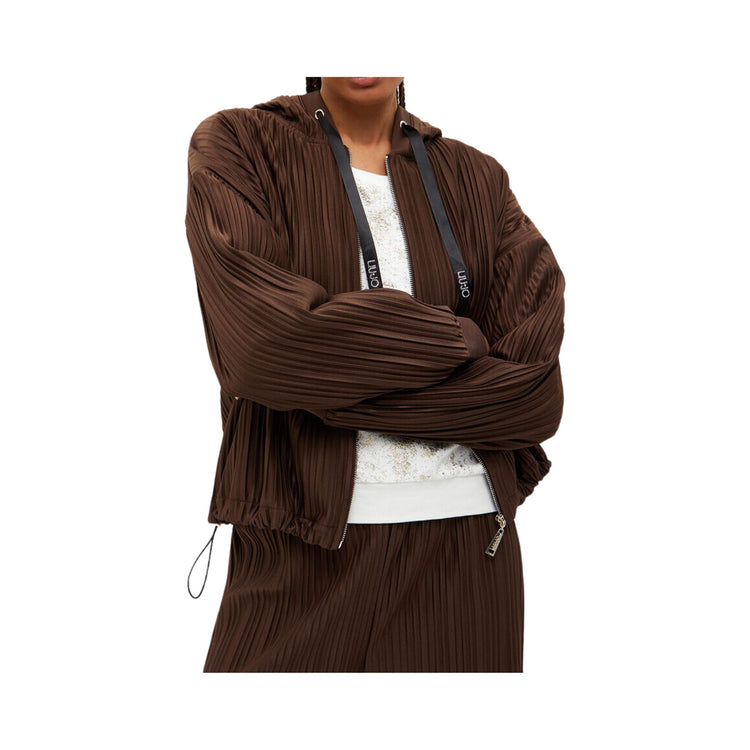 Sweat plissé femme - Marron foncé