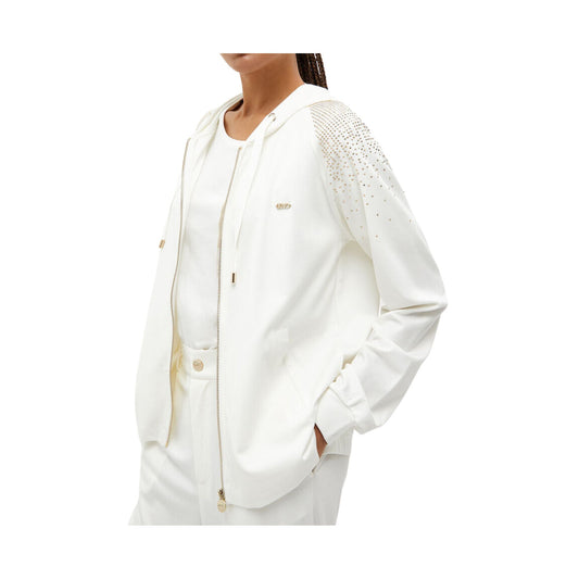 Felpa aperta con borchie donna - Avorio