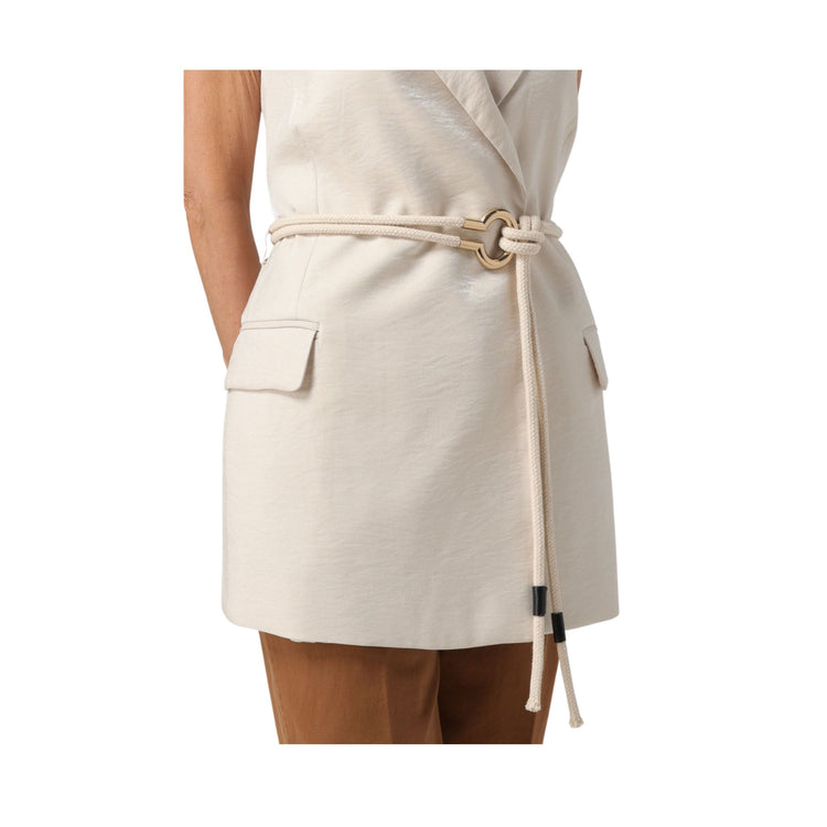 Dettaglio tasche e cintura Gilet Lungo Donna Tinta unita