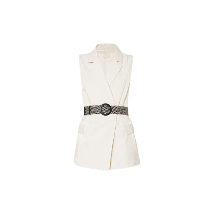 Long women's vest with belt