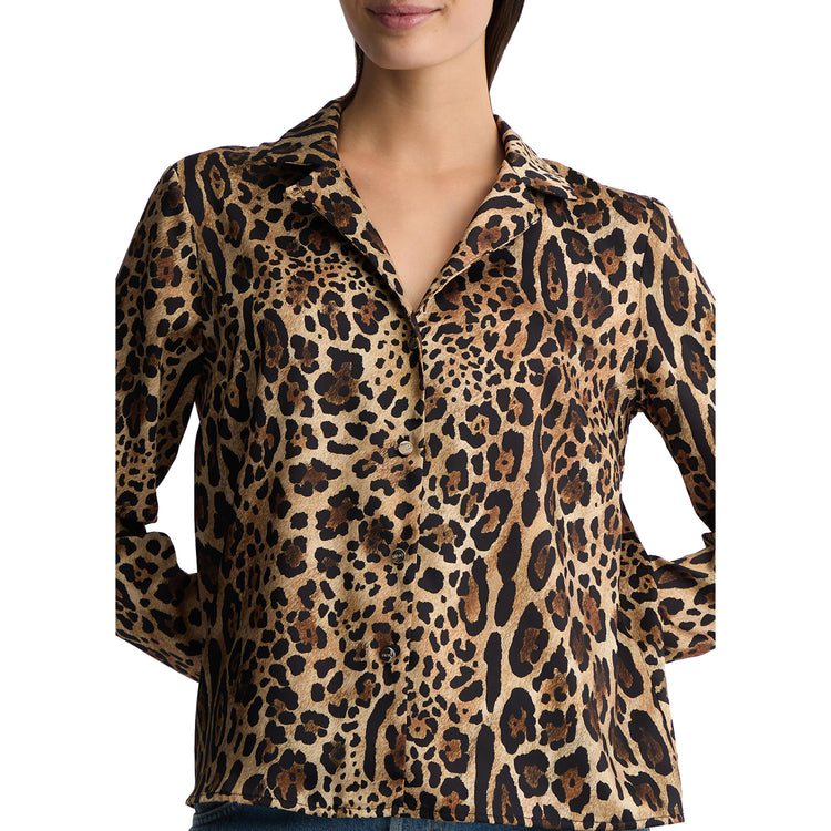 Camicia Donna in twill animalier modella frotnale ravvixinata