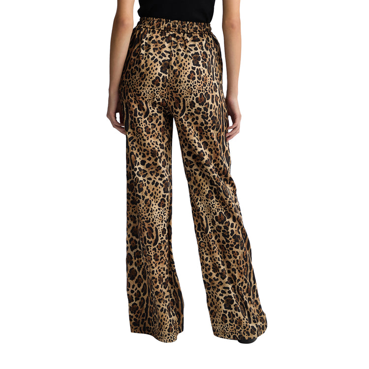 Pantaloni Donna in twill con stampa animalier modella retro