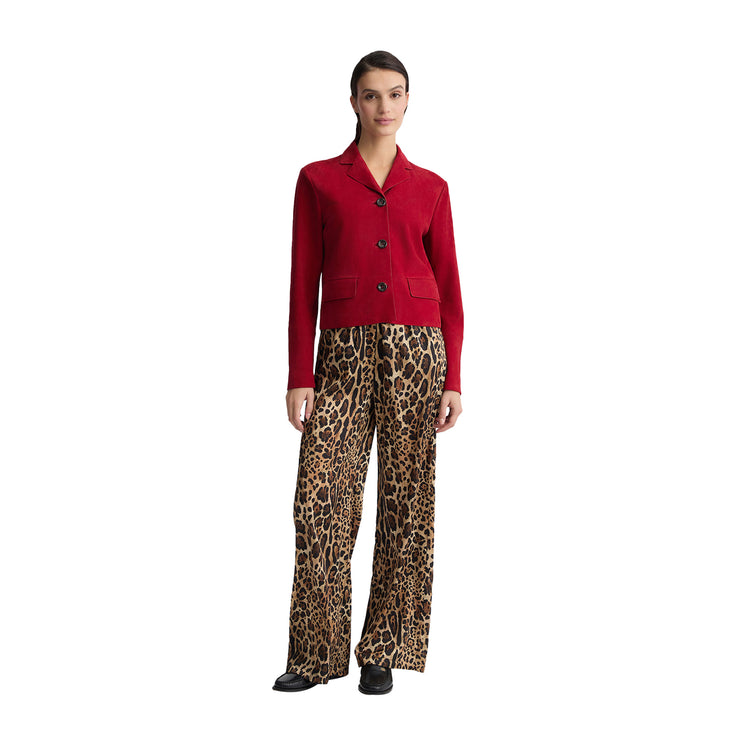 Pantaloni Donna in twill con stampa animalier modella frontale intera