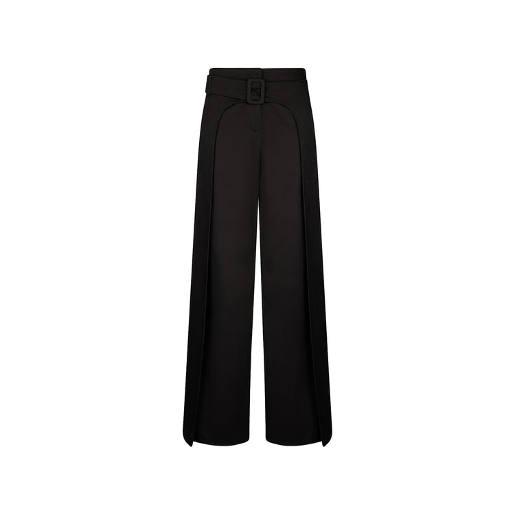 Pantaloni ampi donna con cintura Nero