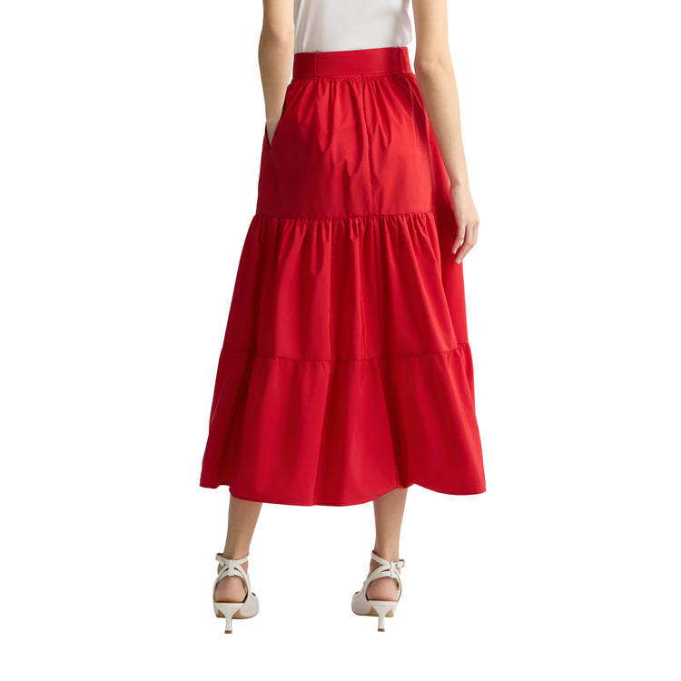 Gonna lunga a balze Rossa modella retro