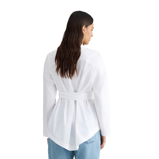 Camicia Donna con fusciacca Bianco modella retro