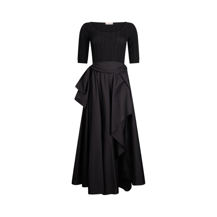 Abito Donna con fondo balloon in popeline Nero