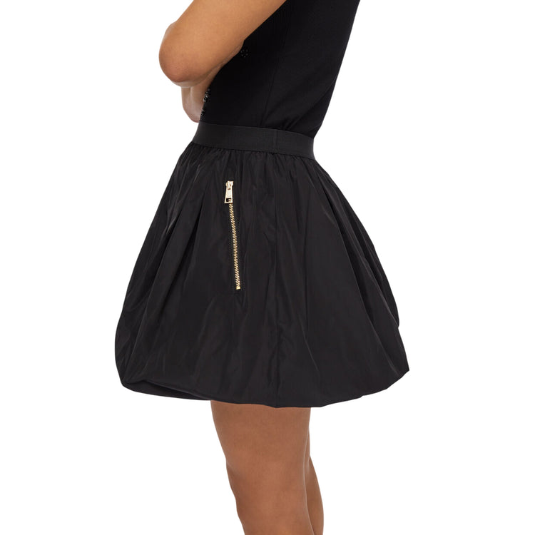 Minigonna Donna in taffetà Nero dettaglio laterale
