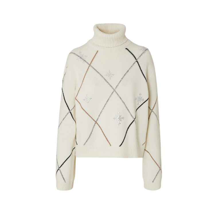 Dolcevita Donna jacquard con strass Bianco