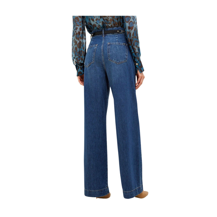 Jeans Donna a gamba larga con cintura