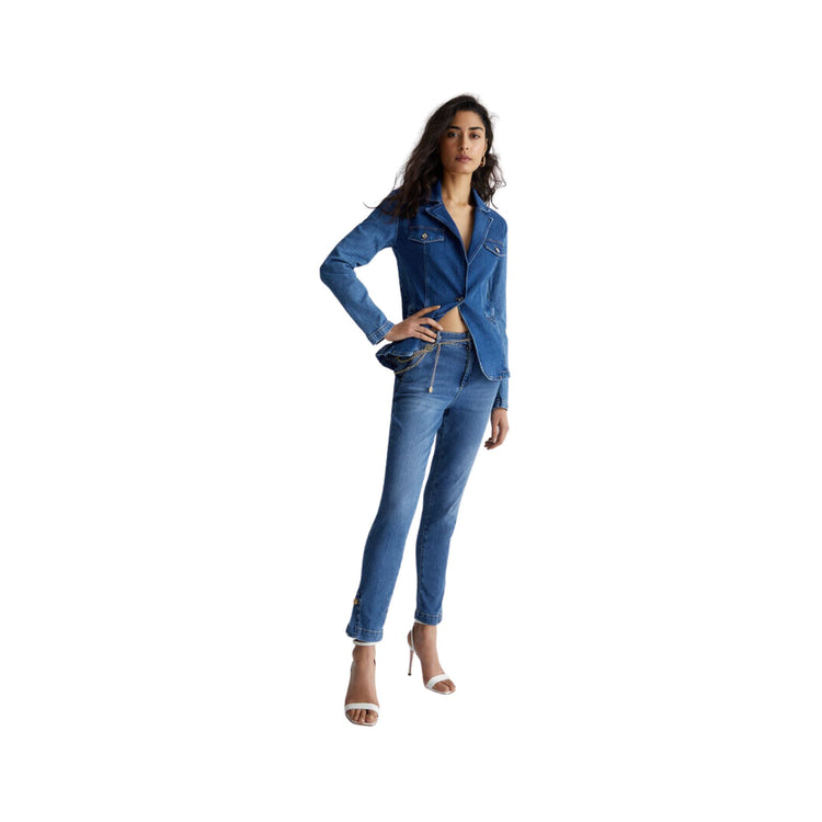 Women's Denim Chino Jeans - Blue Denim