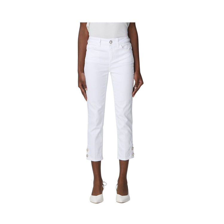 Jeans Donna con bottoni gioiello sul fondo