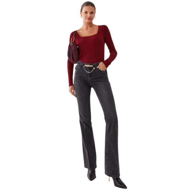 Jeans Donna a zampa con cintura