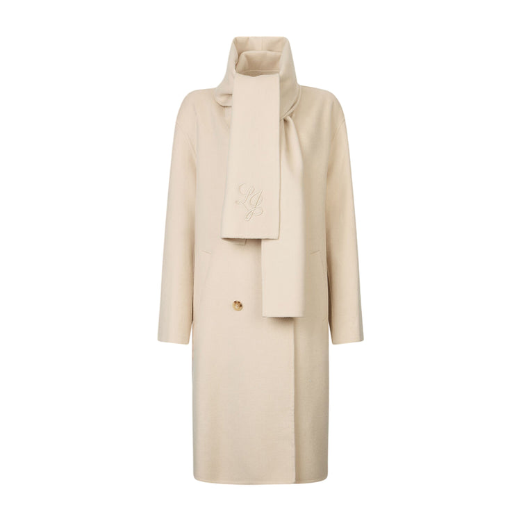 Cappotto Donna in lana con sciarpa Beige