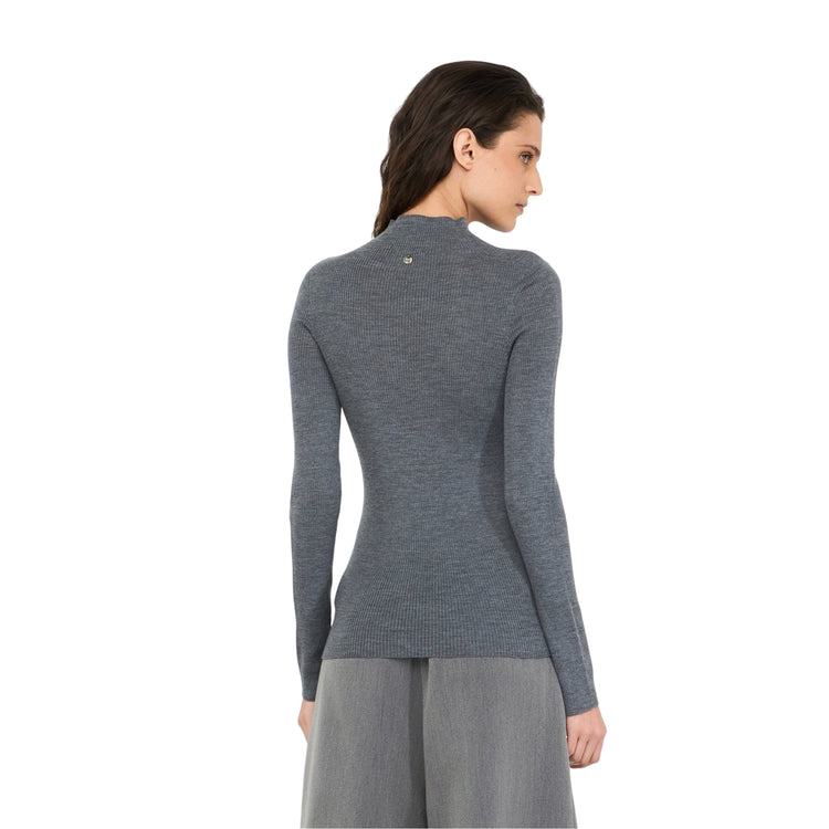 Maglia Donna con perle applicate Grigio modella retro