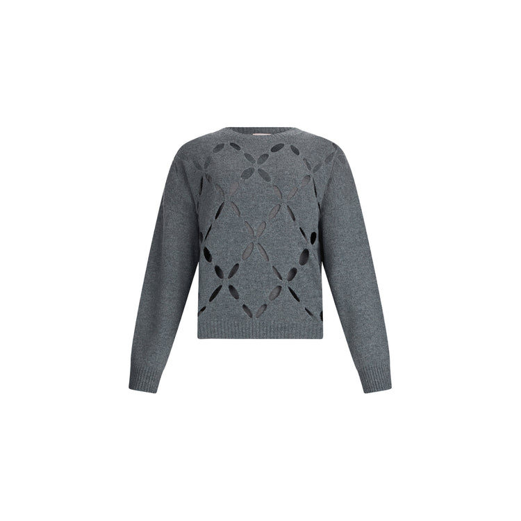 Maglia Donna in lana grigia con motivo cut-out