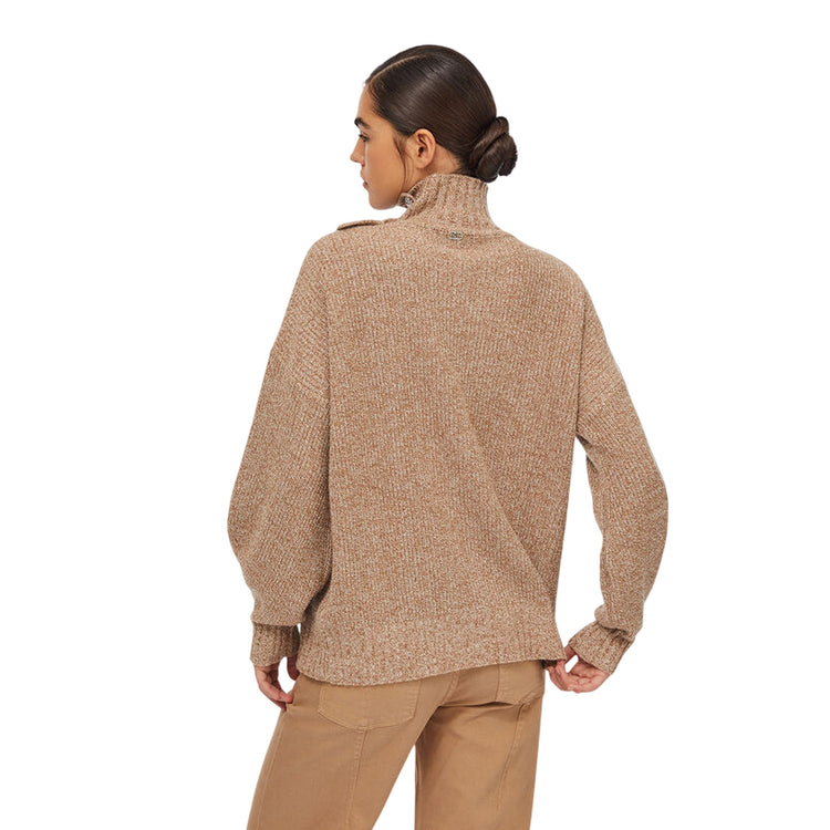 Maglia Donna collo alto con maxi volant modella retro