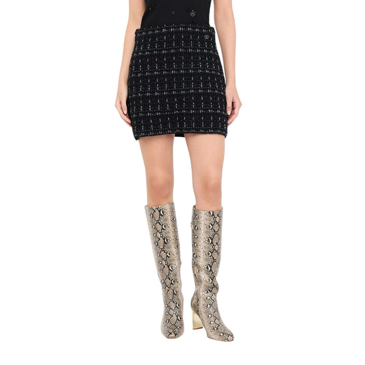 Minigonna Donna in misto lana lurex modella frontale