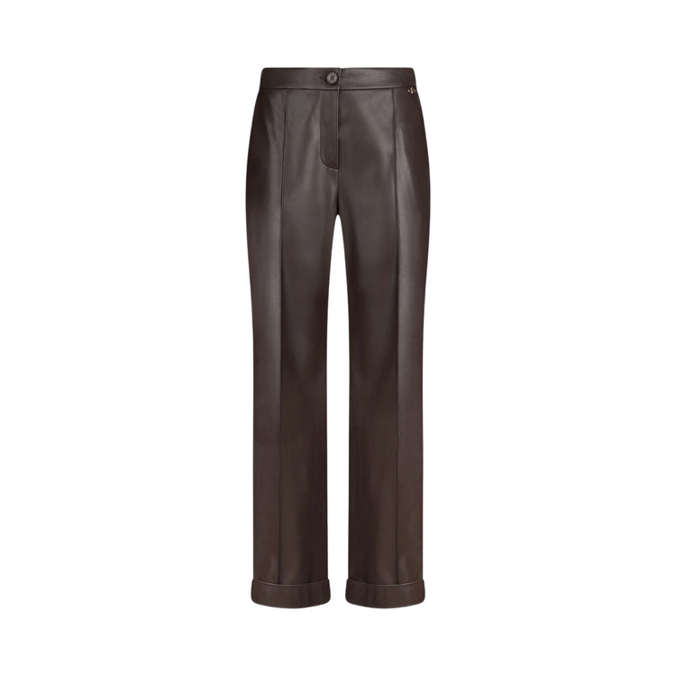 Pantaloni Donna in tessuto spalmato marrone