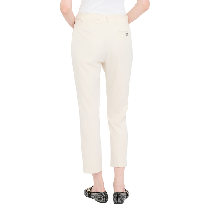 Pantaloni chino Donna in tessuto mélange Bianco modella retro