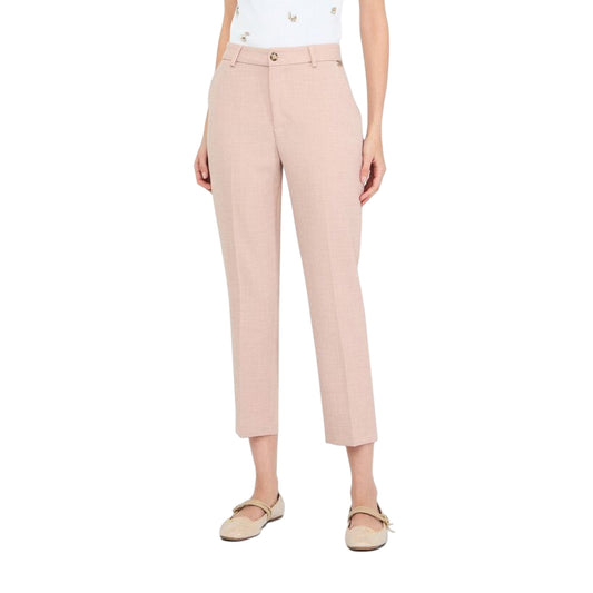 Pantaloni chino Donna in tessuto mélange Rosa modella frontale
