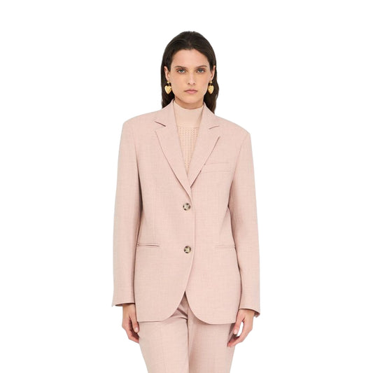 Blazer Donna in tessuto mélange Rosa modella frontale