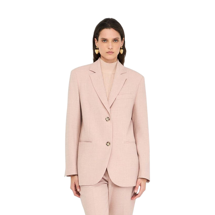 Blazer Donna in tessuto mélange Rosa modella frontale