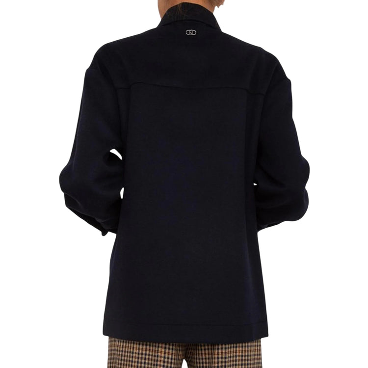 Giacca a camicia Donna con gioiello applicato modella retro