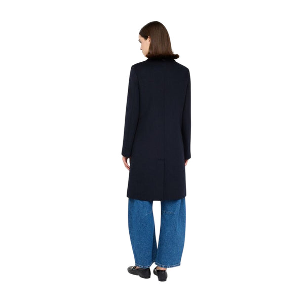 Cappotto Donna basic in lana Blu navy modella retro
