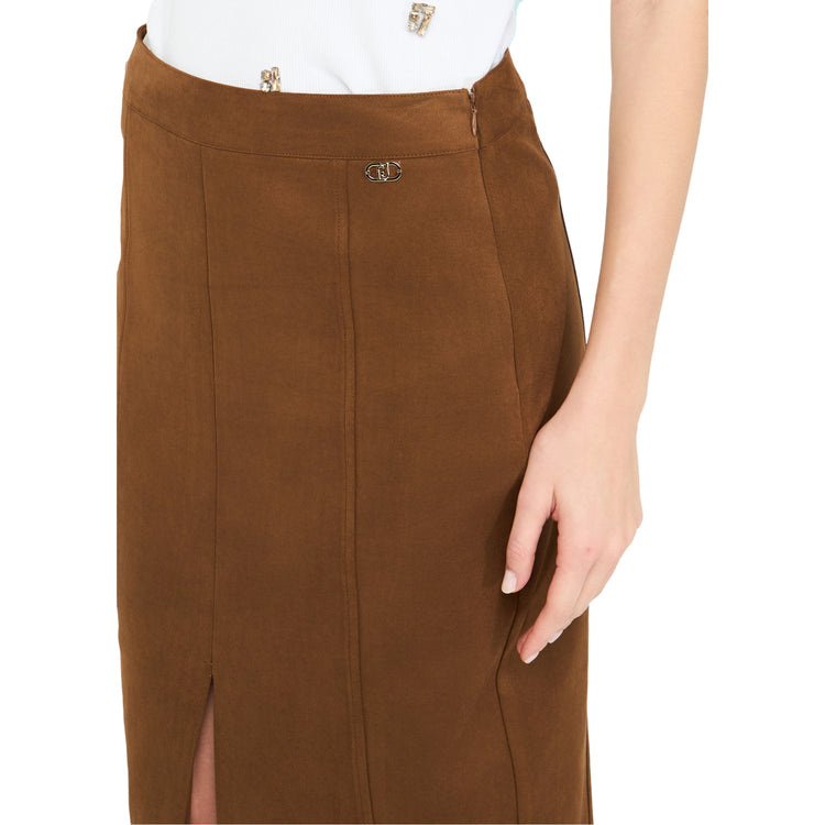 Gonna Donna midi con spacchetto marrone dettaglio