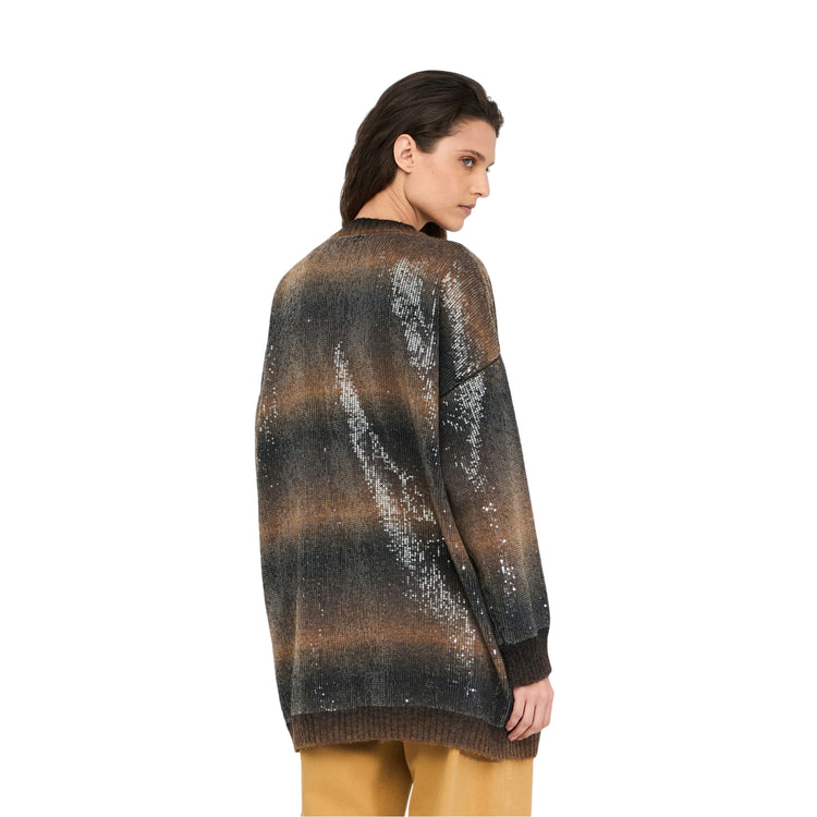 Cardigan lungo Donna con paillettes modella retro