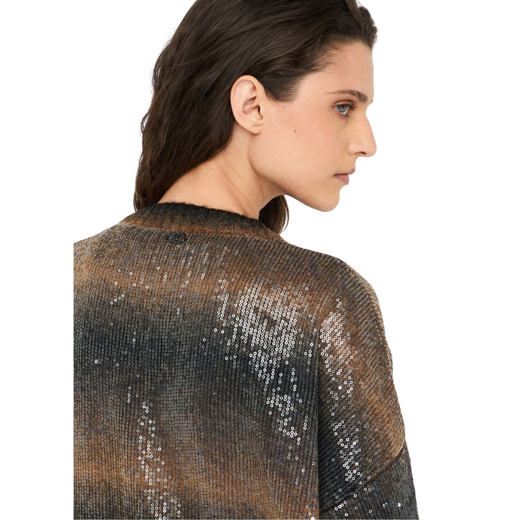 Cardigan lungo Donna con paillettes dettaglio retro