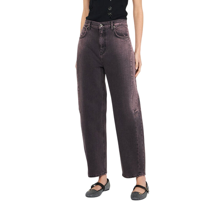 Jeans Donna modello boyfriend lavaggio stonewash modella frontale