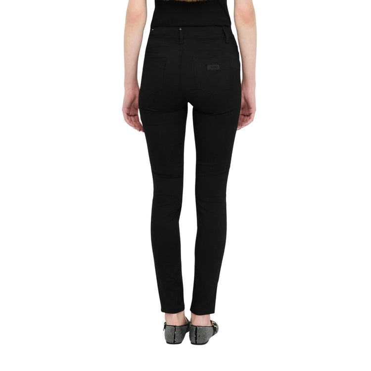 Pantaloni Donna Skinny Nero con pietre modella retro