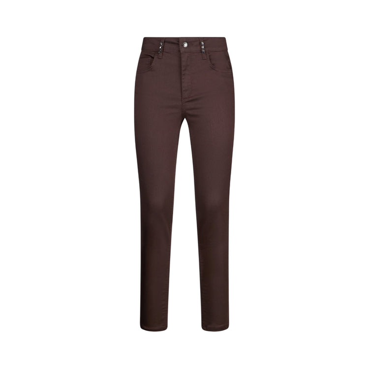 Pantaloni Donna Skinny Marrone con pietre
