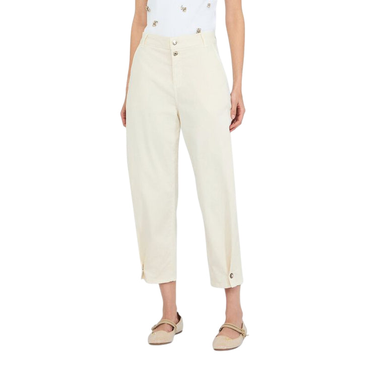 Pantaloni balloon Donna con bottone gioiello modella frontale