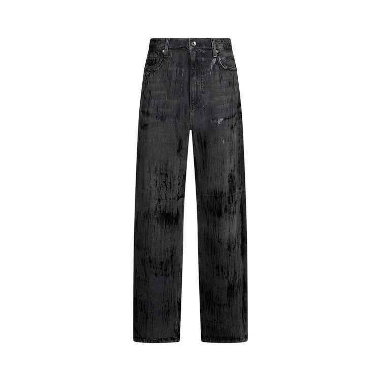 Jeans Donna flare con spalmature Nero