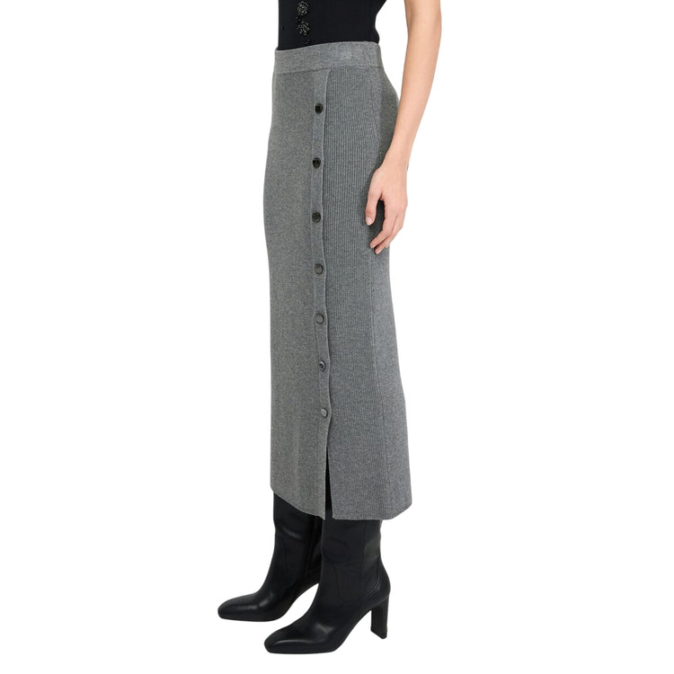 Gonna Donna lunga con bottoni Grigio modella laterale