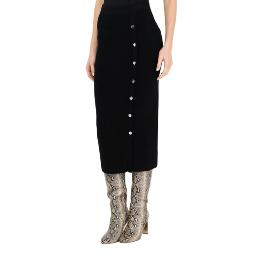 Gonna Donna lunga con bottoni Nero modella frontale