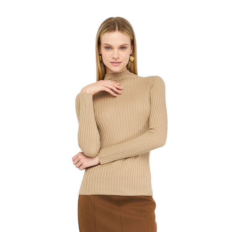 Dolcevita Donna in lurex a coste Oro modella frontale